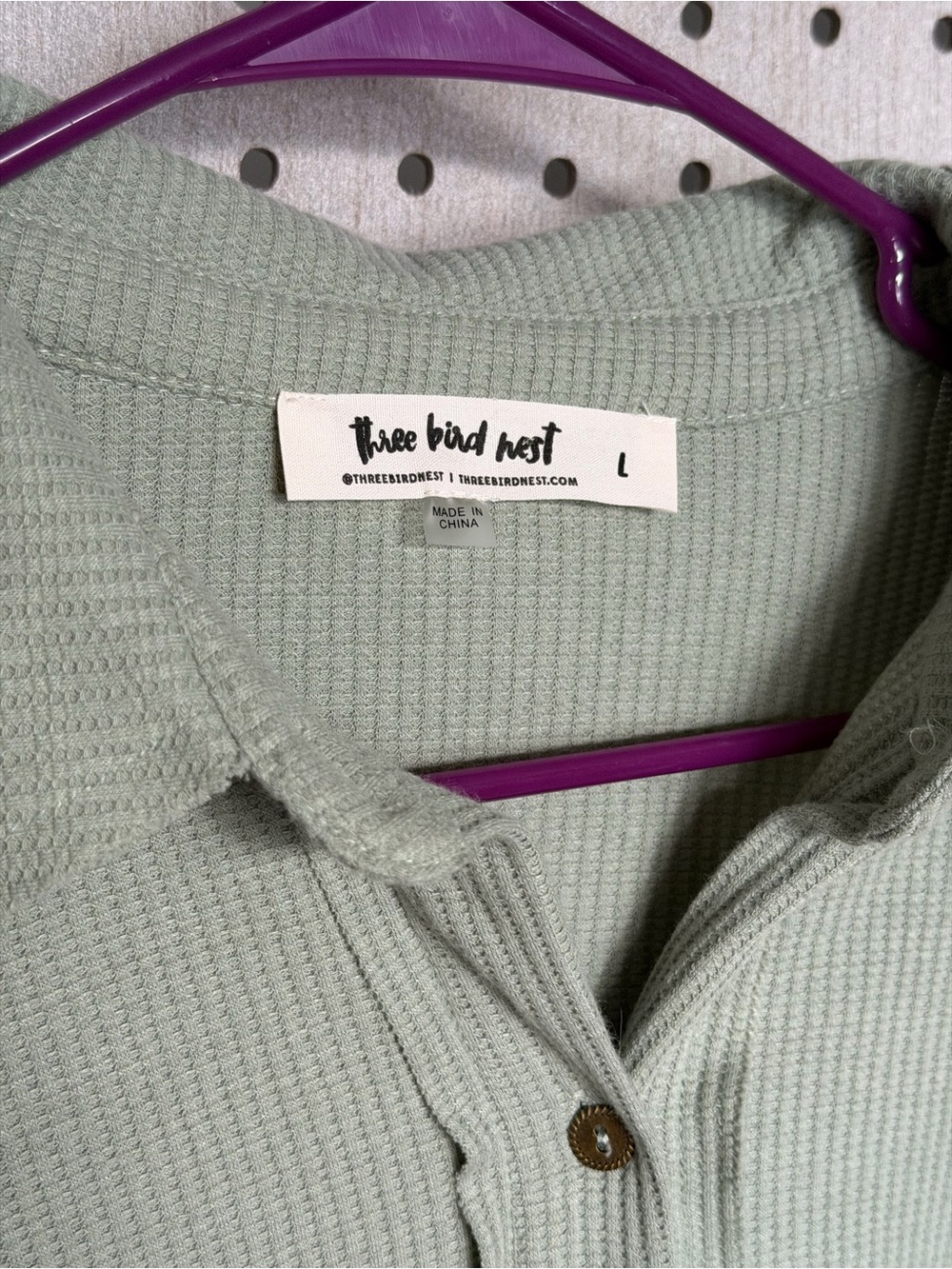 Three Bird Nest Sage Green Casual Button-Down Shirt Dress - Picture 4 of 9